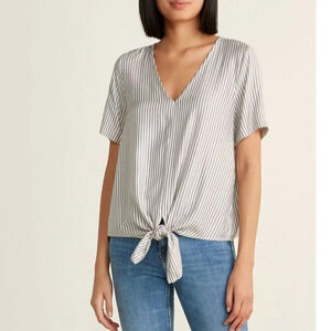 Madewell striped tie front top